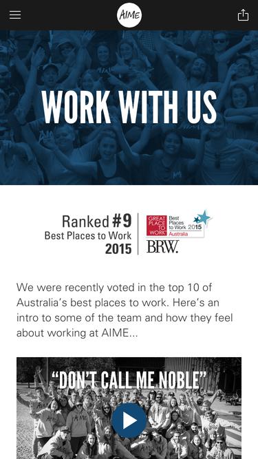 AIME Website – Jobs (Mobile)