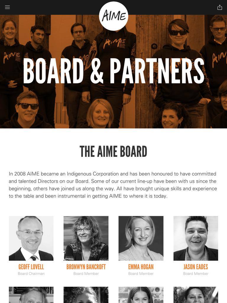 AIME Website – Board (Tablet)