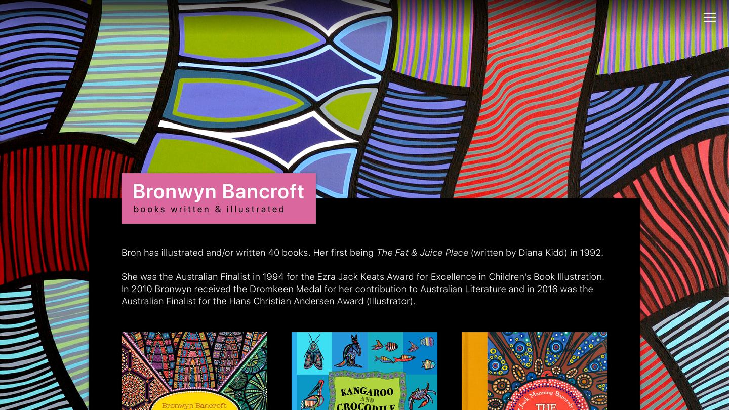Bronwyn Bancroft Website Mockup – Books (Desktop)